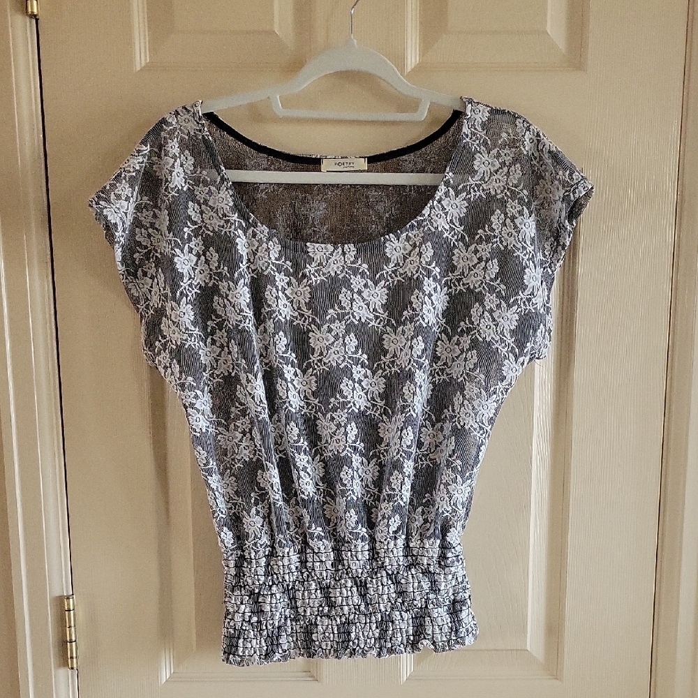 Poetry Black and White Floral Lace Blouse